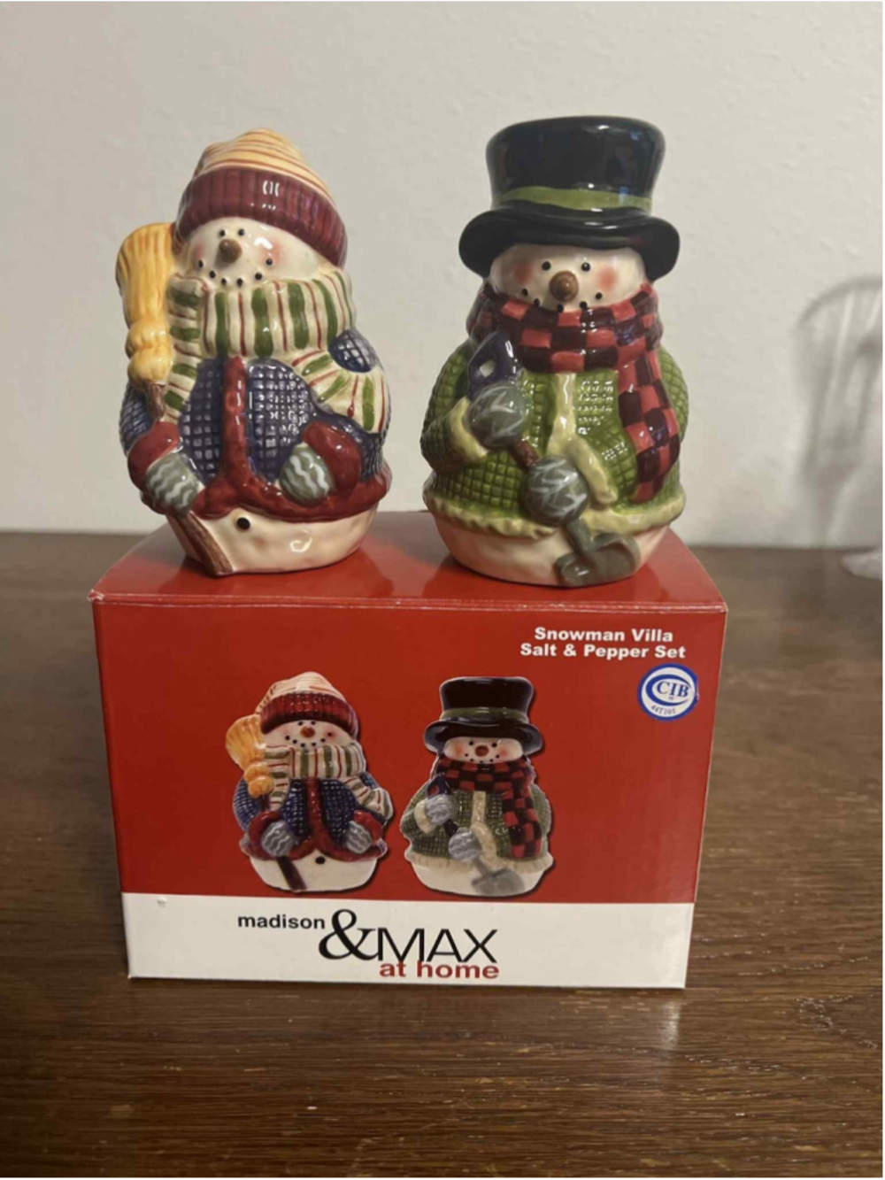 Snowman Salt & Pepper Shaker Set Madison & Max at Home Snowman Villa Christmas